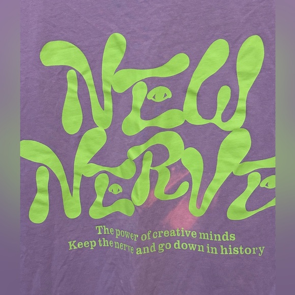 Retro New Nerve Purple Neon Green High End Pocket T-Shirt Men’s L H&M - Picture 4 of 6